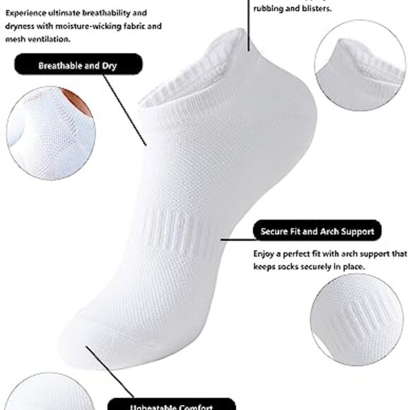 Women's Athletic Running Ankle Socks Low Cut Tab Design 6 Pairs - Picture 3 of 7